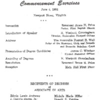 1.8 A-1 Program of Commencement Exercises, June 4, 1964