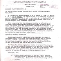 1.4 C-2 Executive Policy Memorandum 1-82 - The Review of Existing and the Drafting of Future Virginia Government Regulations 