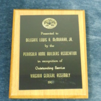 1.12 E Delegate Lewis A. McMurran, Jr. Plaque