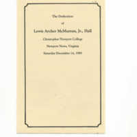 1.8 H The Dedication of Lewis Archer McMurran, Jr., Hall 