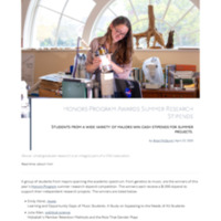 3.9 C Newsroom: Honors Program Awards Summer Research Stipends