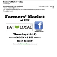 1.9 U Farmer&#039;s Market Today (November 17, 2011)
