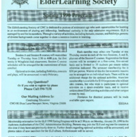 3.18 D-1 ElderLearning Society Registration Brochure, Spring 1990