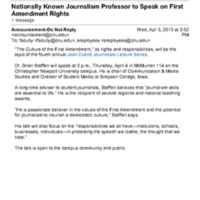 3.19 D Nationally Known Journalism Professor to Speak on First Amendment Rights