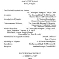 1.8 A-1 Program of Commencement Exercises, June 3, 1966