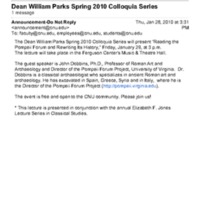 1.9 J Dean William Parks Spring 2010 Colloquia Series