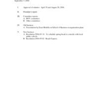 4.3 A Faculty Senate Agenda, September 3, 2004