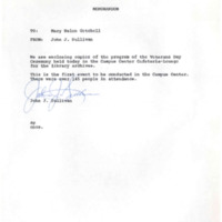 1.9 D-1 Memo: Program of the Veterans Day Ceremony