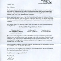 1.9 B-1 Letter and Brochure: 8th Annual Ella Fitzgerald Music Festival 