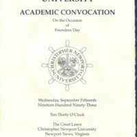 1.8 B Academic Convocation on the Occasion of Founders Day, September 15, 1993