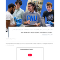 2.55 C Newsroom: CNU Pioneers State&#039;s First Research Certificate 