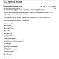 1.9 U CNU Farmers Market Start Up for Fall 2013