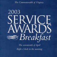 1.8 F Program for the 2003 Service Awards Breakfast, April 17, 2003