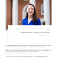 3.37 B Newsroom: Emily Knowles Named Social Work Student of the Year