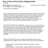 3.51 B-1 Dean of Arts and Humanities, Stepping Aside