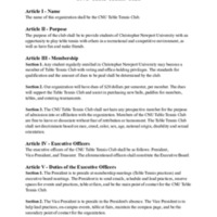 5.3 C-5 Table Tennis Club Constitutions and By-Laws