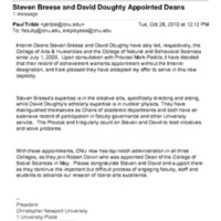 4.12 Email: Steven Breese and David Doughty Appointed Deans