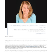 3.24 Newsroom: Dr. Barbara Kellerman Will Be Visiting Leadership Scholar