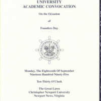 1.8 B Academic Convocation on the Occasion of Founders Day, September 18, 1995